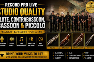 record pro live studio qaulity flute contrabassoon, bassoon and piccolo
