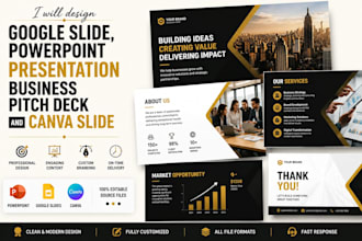 design goggle slide, powerpoint presentation business pitch deck and canva slide