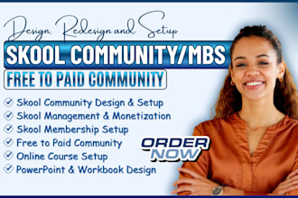 setup skool community, skool membership, skool course upload course development