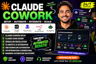 setup claude cowork claude code claude ai agent openclaw n8n automation expert