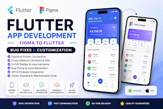 develop, fix, and design flutter mobile apps with figma UI