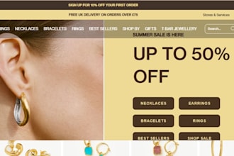 design shopify jewelry store, bracelets, earrings, necklace shopify store