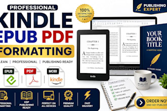 format your ebook for kindle KDP, epub and print ready PDF