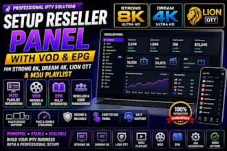 setup reseller panel with vod epg for strong 8k dream 4k lion ott, m3u playlist