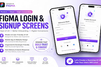 design modern login,signup and onboarding screens in figma