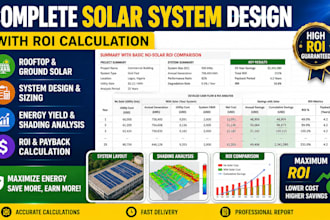 complete rooftop and ground solar system design with ROI calculation