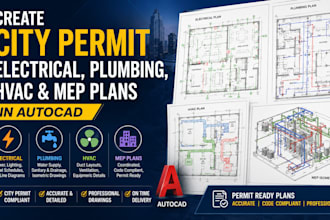 create city  electrical, plumbing, hvac and mep plans in autocad