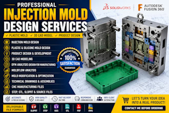 do injection mold, plastic mold, product design and 3d cad model in solidwork