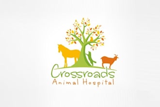 design custom crossroads animal hospital logo