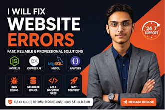 fix nodejs expressjs mysql backend bugs and API errors fast