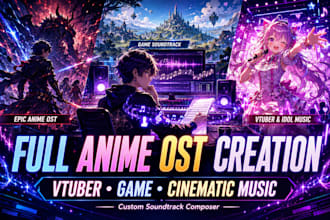 create full anime ost, vtuber music, game soundtrack and cinematic theme song