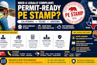 do structural engineering calculations and pe stamp for california texas arizona