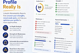 create a linkedin marketability report and bio rewrite