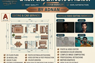 draw autocad 2d floor plan, 3d floor plan design and architectural