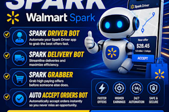 setup spark driver bot, spark delivery bot, spark grabber auto accept orders bot
