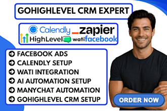 do facebook ads manychat gohighlevel calendly wati zapier ai automation