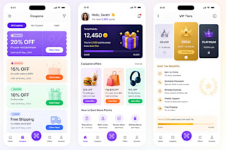 build loyalty rewards app with points, VIP tiers, discount, offers, and coupons