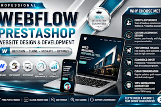 design and develop webflow prestashop website redesign webflow website expert
