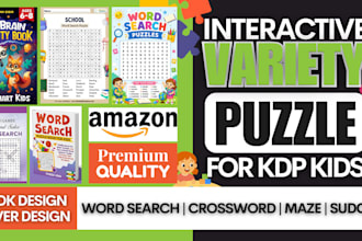 word search puzzle kids activity book design, crossword puzzle coloring book kdp