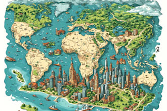 draw vector travel map of a city or a country