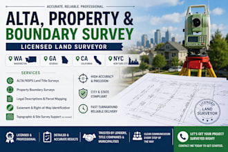 do alta, property and boundary survey with licensed land surveyor wa ga cl nyc