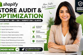 shopify store audit error fixing page optimization seo cro hubspotcrm klaviyo
