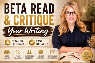 beta read, critique, and provide feedback on your writing