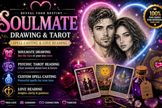 create soulmate drawing custom spell casting psychic tarot  and love reading