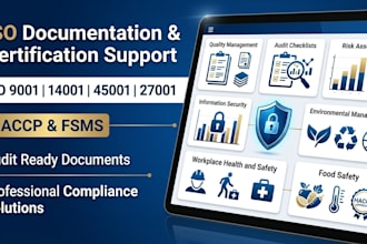 provide iso 9001 14001 45001 27001 haccp fsms documentation and certification
