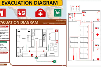 create and design an easy to use emergency exist plan, evacuation map