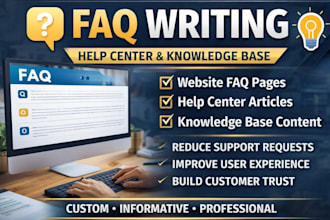 write professional faq page, help center and knowledge base content