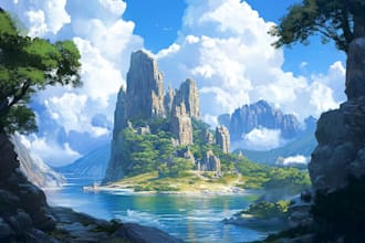 create stunning fantasy background and scenery illustration