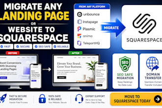 migrate unbounce instapage plasmic anima teleporthq to squarespace website