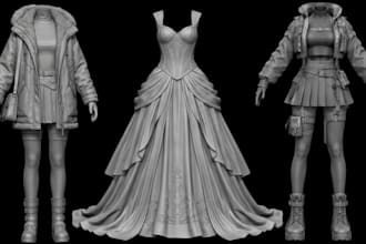 do high quality 3d second life clothing mesh 3d rigging sims y2k fivem garment