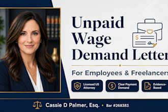 draft an attorney demand letter to recover your unpaid wages or fees US attorney
