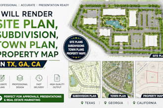 render site plan, subdivision, town plan, and property map in tx, ga, ca