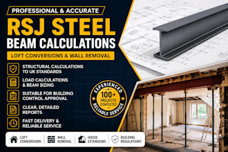 provide rsj steel beam calculations for loft conversion and wall removal