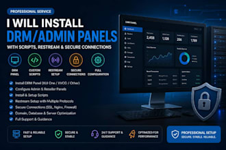 drm panel, xui one server, reseller panels, scripts and restream setup