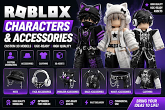 design roblox character, accessories, ugc items, avatars and custom 3d asset
