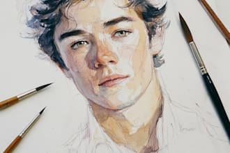 watercolor portrait painting, photo to watercolor portrait