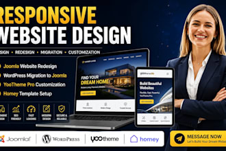 migrate wordpress to joomla, homey website redesign, yootheme pro setup