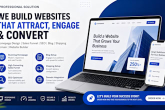 setup homepage design sales funnel seo blog shipping domain website builder