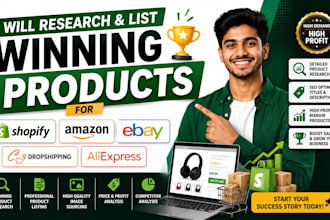 research shopify amazon ebay cj dropshipping aliexpress ecommerc product listing