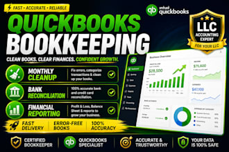 do quickbooks bookkeeping finance accounting and monthly cleanup for your llc