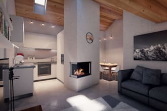 design a functional studio apartment interior, home office, bar design, gym