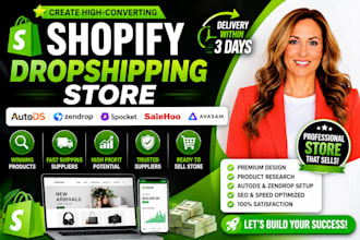 create shopify dropshipping store with autods zendrop, spocket, salehoo, avasam