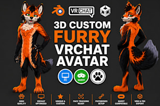 do furry avatar 3d vrchat avatar fursona vrc furry nsfw avatar vtuber 3d model