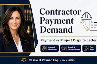 draft an attorney demand letter for a contractor payment or project dispute