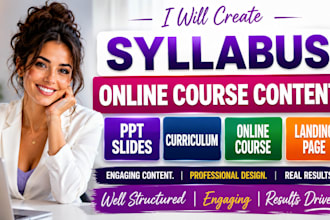 course landing page online course content syllabus ppt slides and course upload