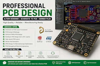 design and fix pcb schematic board layout, multilayer pcb, iot altium designer
